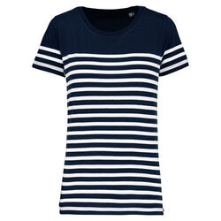 T-shirt femme Marini&egrave;re bio K3034 NAVY/WHITE STRIPES SENAS