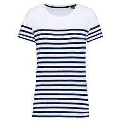 T-shirt femme Marini&egrave;re bio K3034 WHITE/NAVY STRIPES SENAS