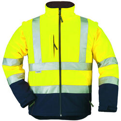 VESTE SOFTSHELL HV JAUNE/MARINE MANCHES AMOVIBLES VESTE SOFTSHELL HV JAUNE/MARINE MANCHES AMOVIBLES