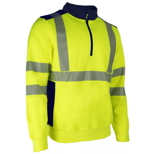 SWEAT HV COL ZIP JAUNE/MARINE